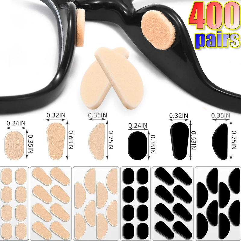 

40-400pairs Soft Anti-Slip Foam Nose Pads Self Adhesive Eyeglass EVA Nose Pads Reusable Mini Oval Shape Nosepads Accessories