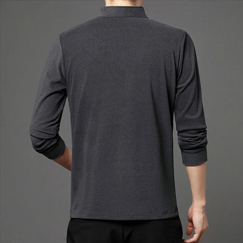 Spring Autumn Men Slim Stripe Long Sleeve Sports T-shirt Korean Clothes Tees Streetwear Fashion Male Zipper Bottoming Casual Top