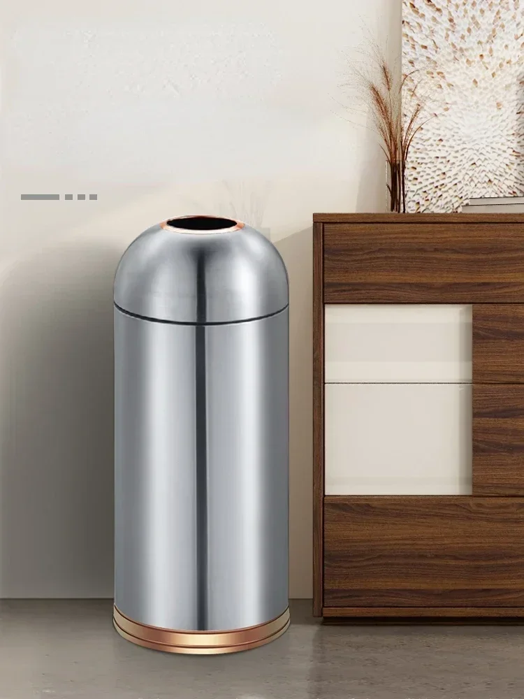 12Bullet Trash Can Stainless Steel Large Commercial Large Capacity round Open Direct Shot
