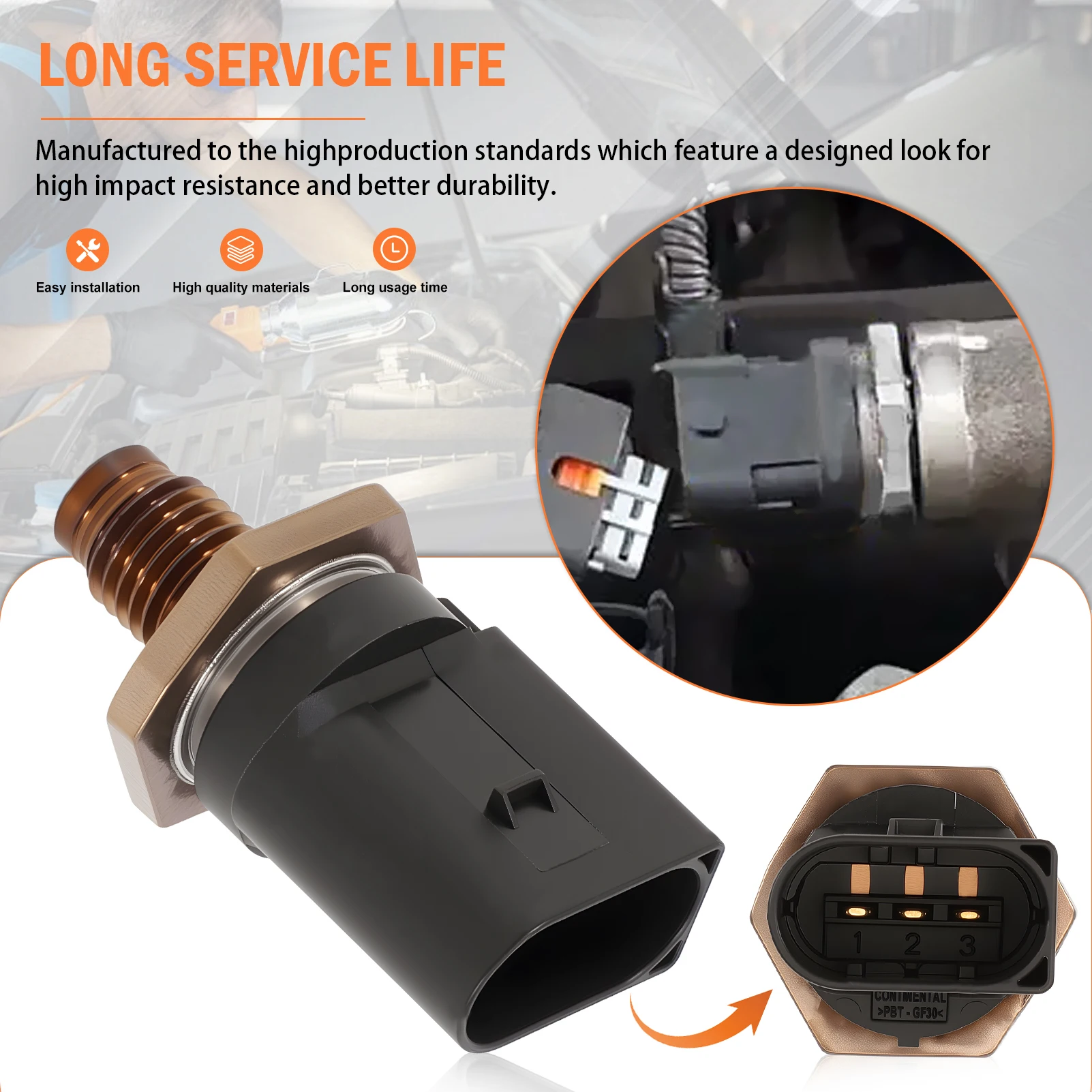 

Fuel Rail Pressure Sensor for Ford Mondeo Mk5 Tourneo Custom Transit Mk8 Custom Car Fuel Pressure Sensor Replacement 2345718