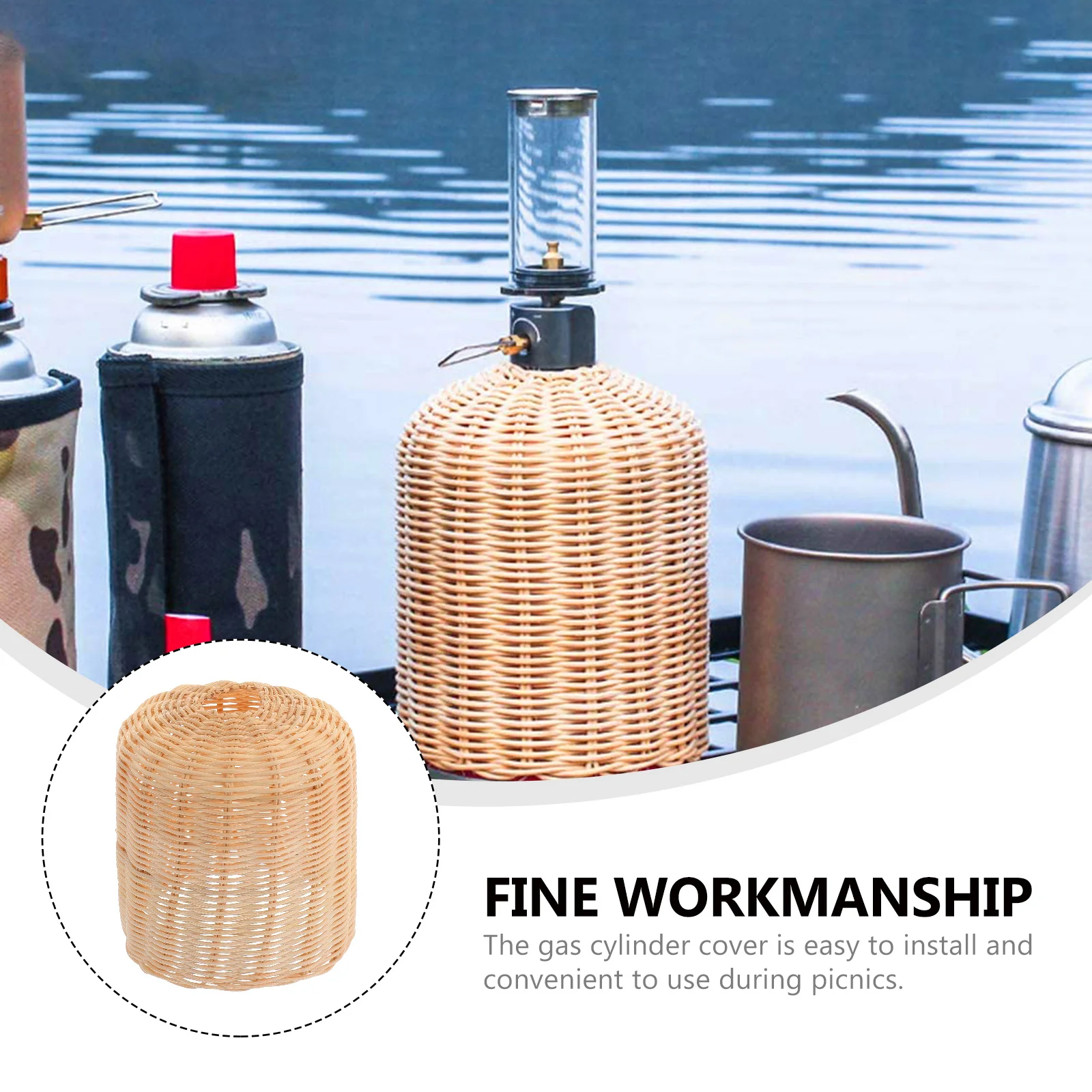 

Gas Cylinder Protective Cover Flat Hand Handmade Rattan Outdoor Camping Hiking Gas Tank Protector Storage Bag