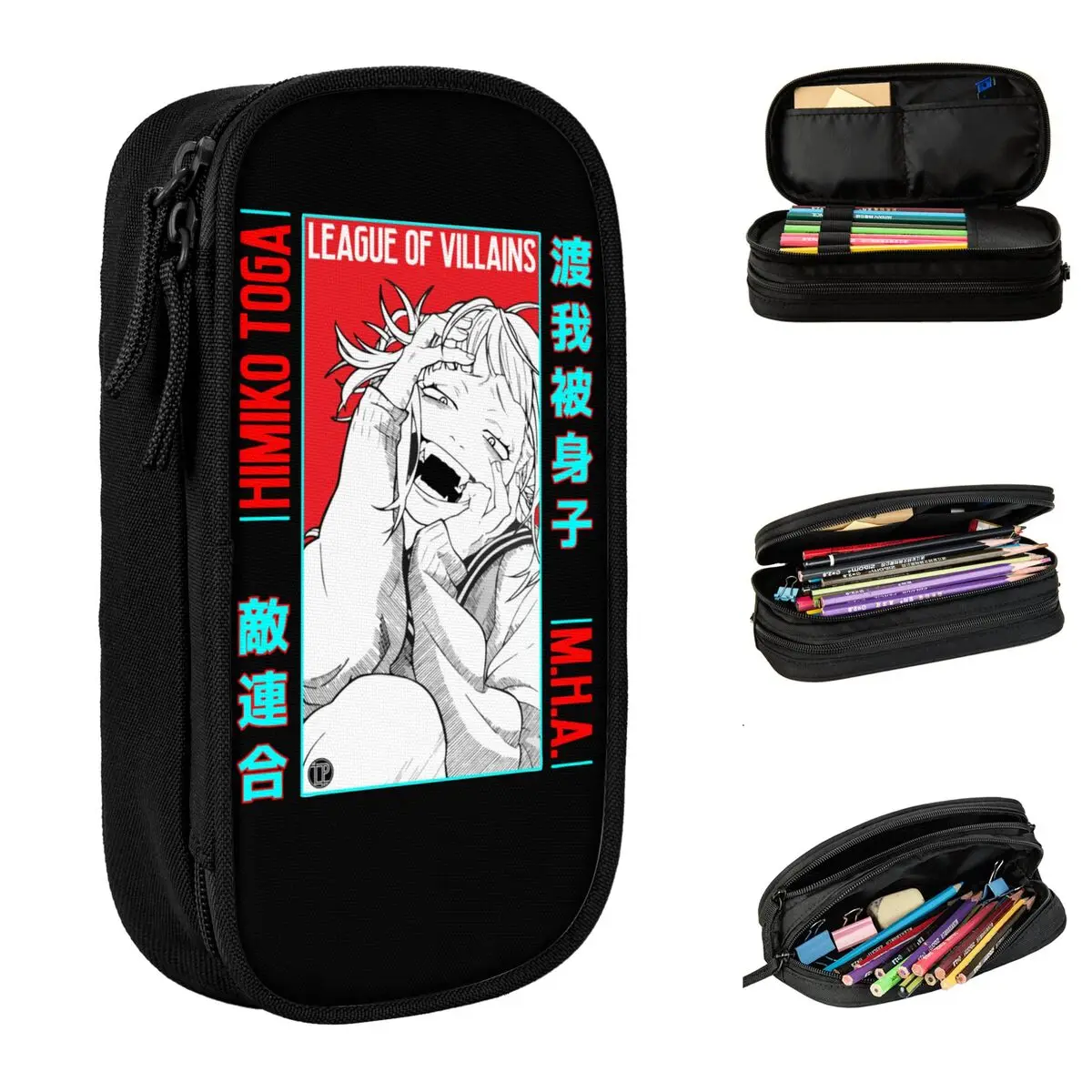 Himiko Toga MHA Pencil Case Creative Boku No My Hero Academia Pen Box Bags Girl Boy Big Capacity Supplies Zipper Pencil Pouch