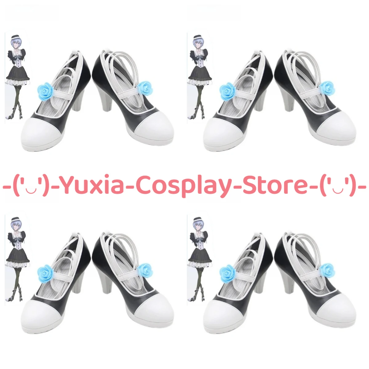 

Yuxiacosplay! Rei Ayanami Cosplay Shoes Anime Game Character Prop PU Leather Boots Halloween Carnival Party Costume