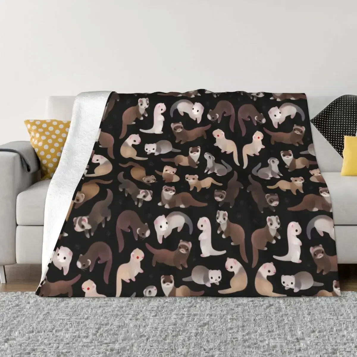 Ferret Dark Cryptid Animal Pattern Blanket Fleece Lightweight Throw Blankets for Bed Bed Rug