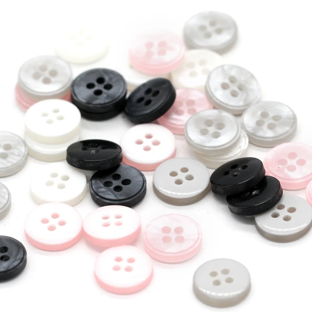 HENGC 4 Holes 9/10/11mm Round Resin Buttons for Clothing Cute Kids Shirt Blouse Cardigan Dress Sewing Accessories