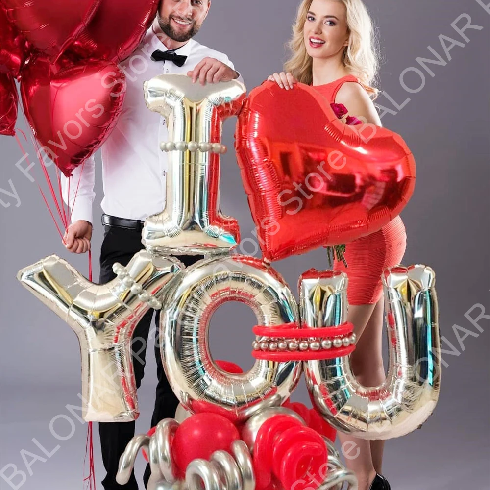 

Happy Valentine’s Day Balloons Set With Love Red Heart Foil Balloon Wedding Anniversary Party Supplies Home Decor Birthday Gifts