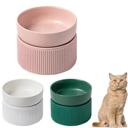 Pet Puppy Feeder Drinker Elevated Ceramic Cat Dog Bowl Raised Holder White Pink Bowls Double for Cats Dogs Kitten Feeding Water