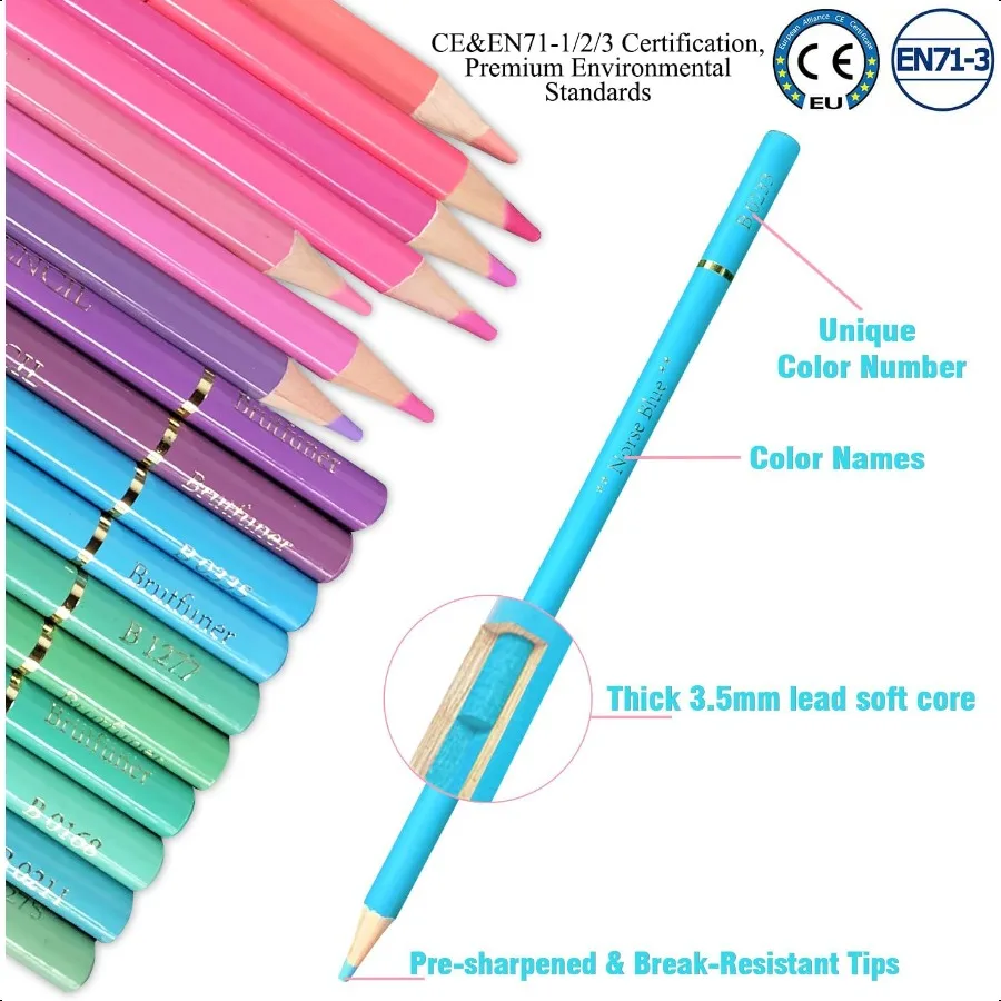 مجموعة أقلام رصاص ملونة باستيل مكونة من 72 أون، ألوان أرون أساسية ناعمة للبالغين، كتب تلوين للمبتدئين، رسم تظليل المزج