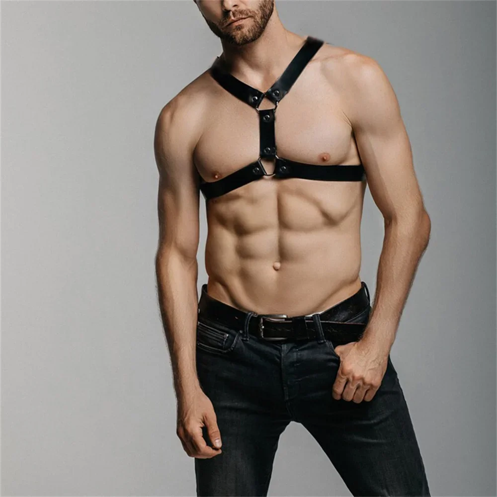 Arnés corporal para el pecho de cuero Punk para hombre, correas góticas fetiche, cinturones para espada masculina, accesorios de ropa de Bondage Sexual Gay ajustables