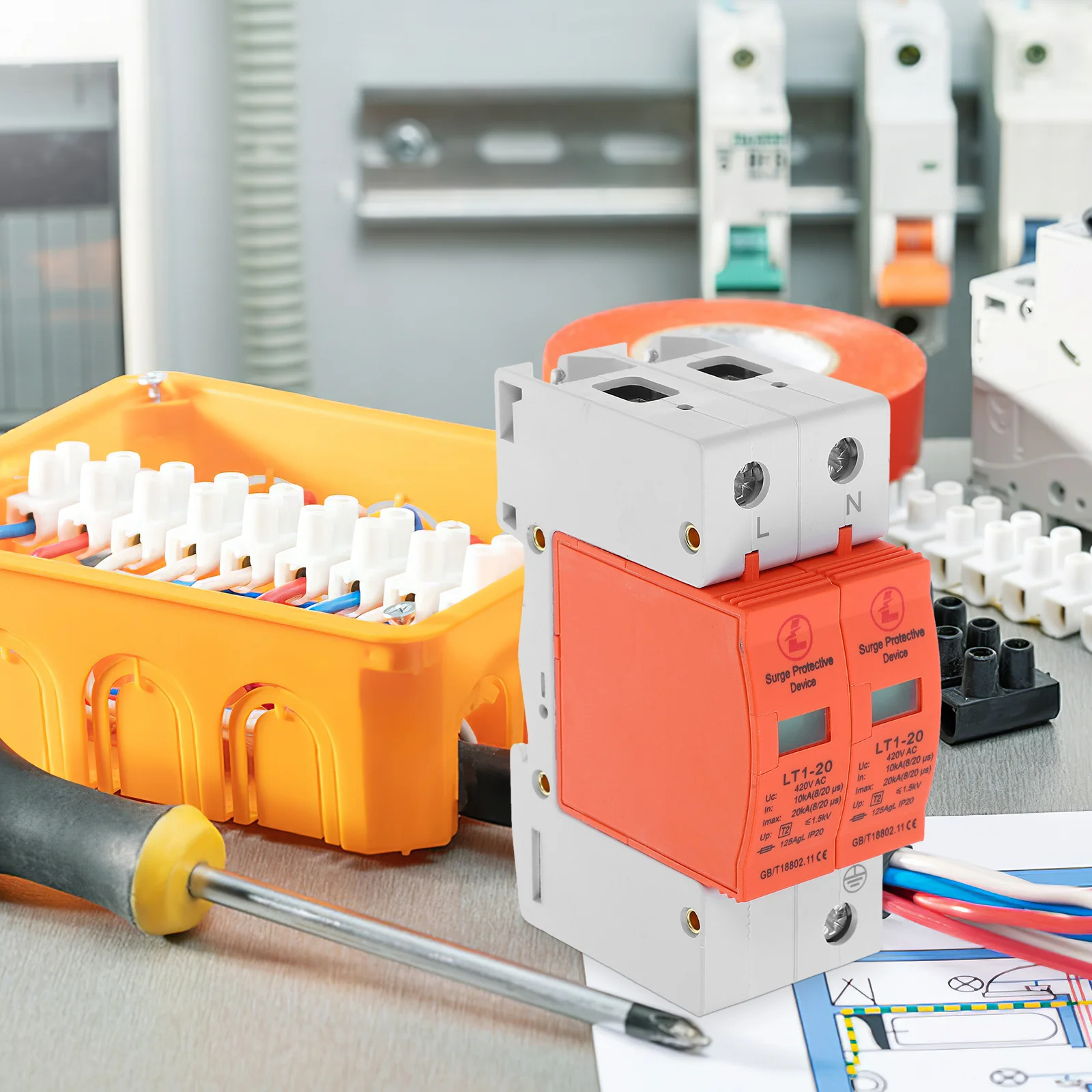 عرام حامي 2p20ka المنزلية حامي الطاقة الأرضية المهنية صواعق جهاز حماية 20ka حماية الطفرة