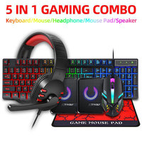 5 In 1 SET Computer USB Wired Keyboard Mouse Set Headphone Mouse Pad Speaker Mouse And Keyboard Combos