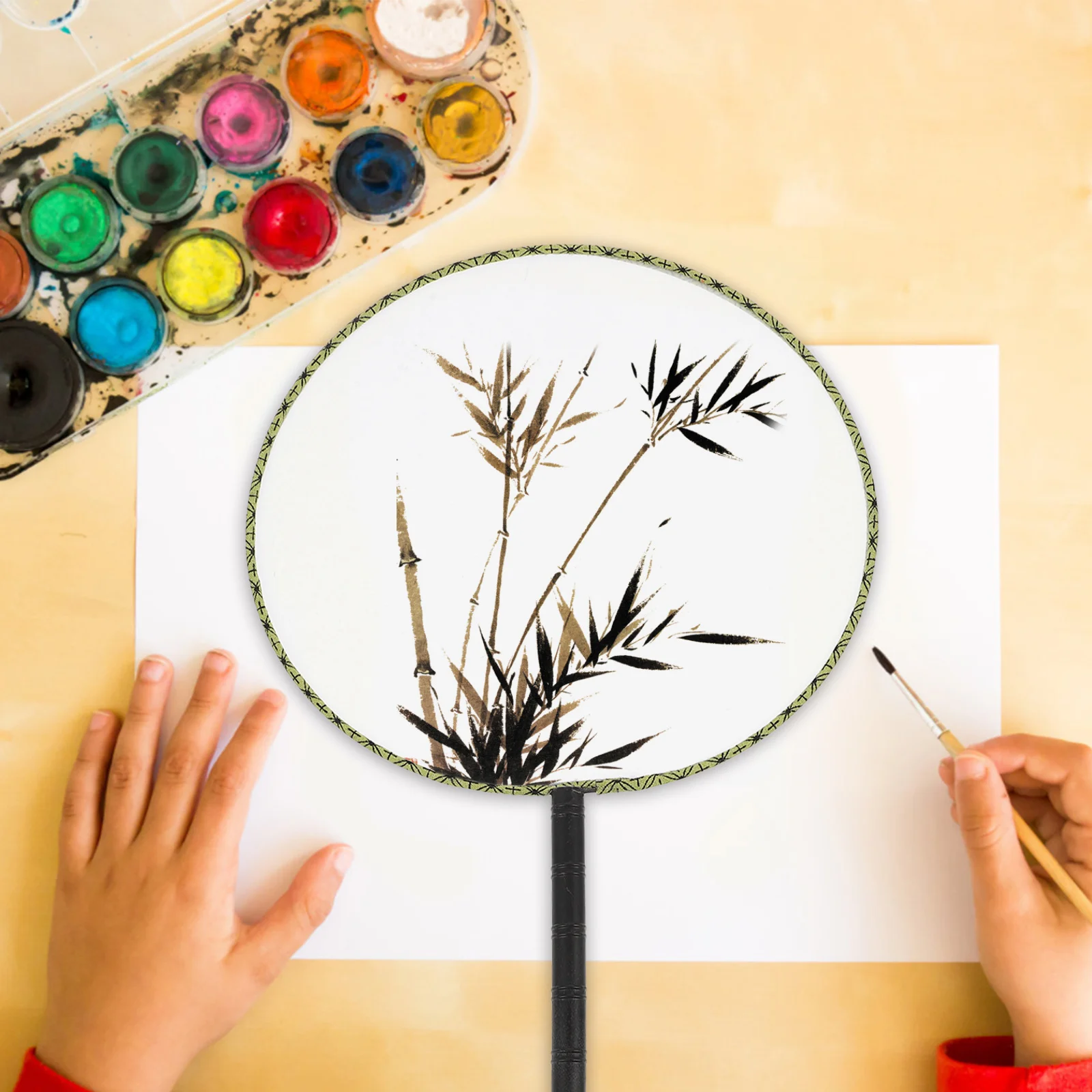 10 قطعة مروحة اللوحة الأبيض جولة يده قماش حريري Diy بها بنفسك فارغة الفن الحرفية مجموعة لرياض الأطفال الرسم الإبداعية مشروع الطرف #1