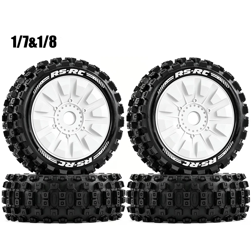 1/8 4.65" OD Buggy Wheels Tires 17mm Hex Upgrade For Traxxas Arrma Typhon Talion Losi 8ight HPI Vorza Flux view 2