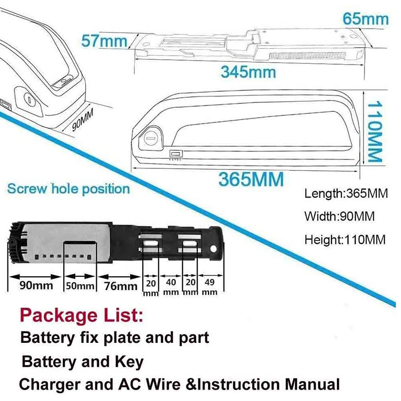 36V 48V EBike Battery 13Ah 15Ah 20Ah 24Ah Hailong Electric Bicycle Battery E Bike Bafang 250W 350W 500W 750W 1000W 1500W Motor