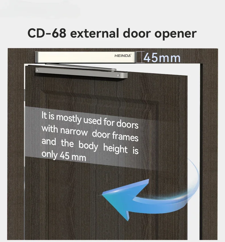 Cierrapuertas automático extremadamente estrecho y hermoso con mando a distancia