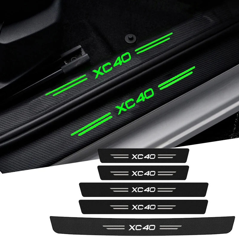 Luminous Car Door Sill Protector Sticker Glowing Threshold Tape for Volvo XC40 Logo Trunk Bumper Scratch Guard Protective Strips