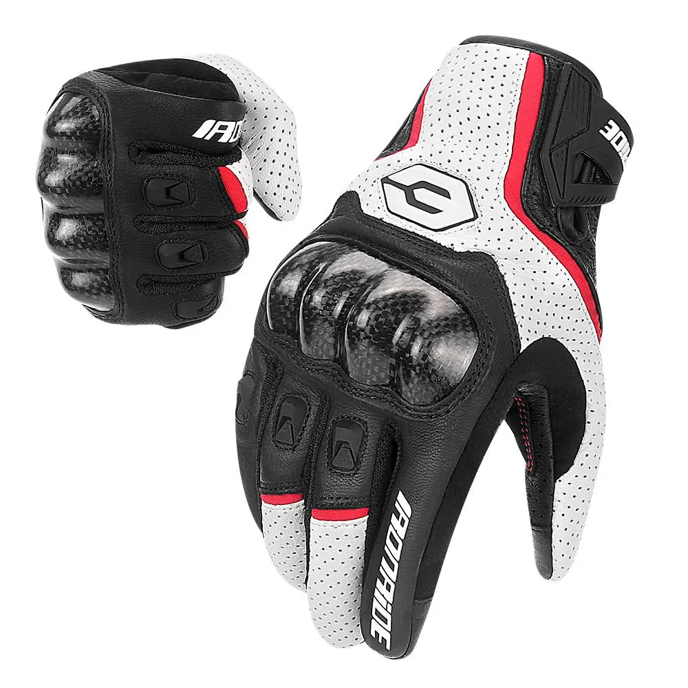 

Перфорированные кожаные мотоциклетные перчатки для мотокросса, мотоциклетные перчатки из углеродного волокна, противоскользящее защитное снаряжение, сенсорный экран Guantes Moto