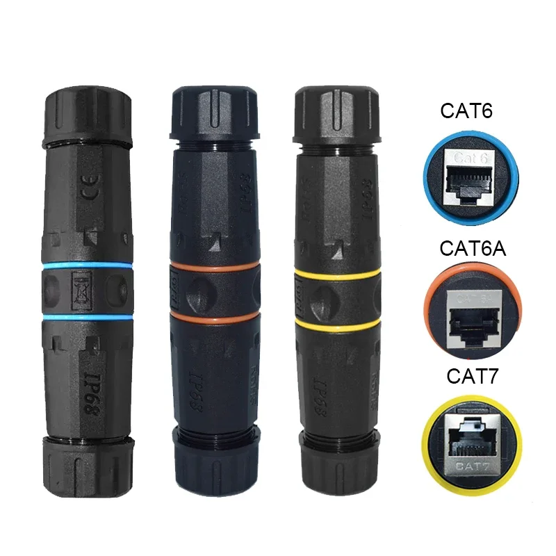 Shield RJ45 Connector Female To Female Outdoor IP68 Waterproof Port Network LAN Splitter Transfer Head Adapter Coupler CAT5 CAT6