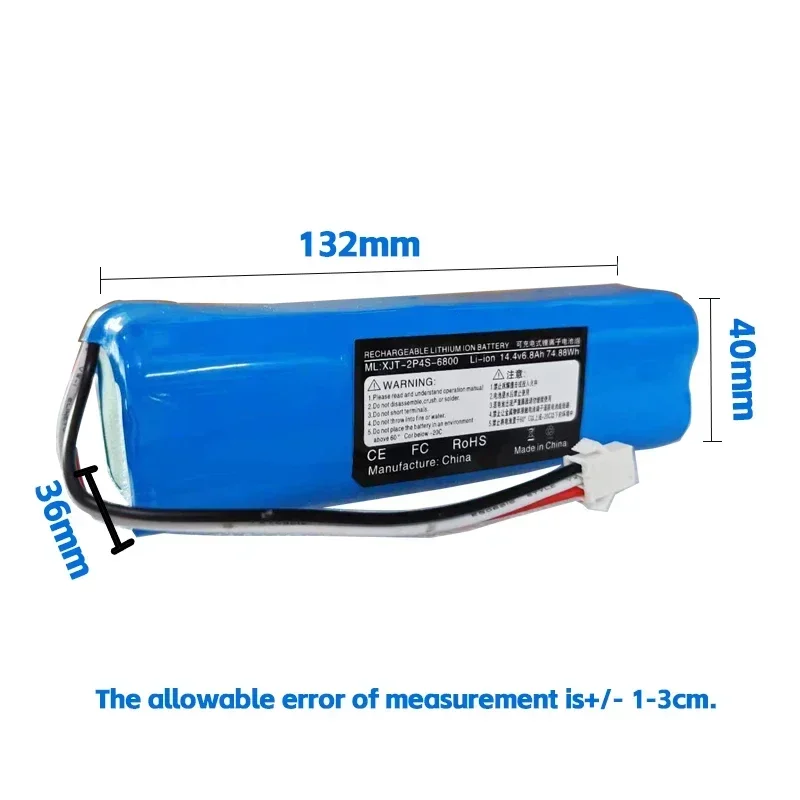 2024 100% Original For XiaoMi Viomi S9 Lydsto R1 Roidmi Eve Plus 14.4V lithium battery  2P4S 5200mAh 6800mAh 9800mAh 12800mAh