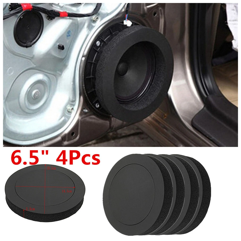 4 Peças de Almofada de Espuma Acústica Autoadesiva de 6,5 Polegadas para Isolamento Sonoro, para Anel de Alto-falante Automotivo, Acabamento de Porta de Graves e Woofer