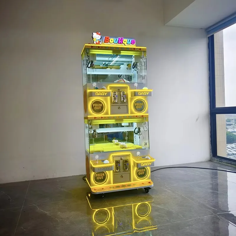 4 Players Boutique Doll Machine Coin Catch Toy Crane Game Machines Mini Claw Machine for Toys Kids