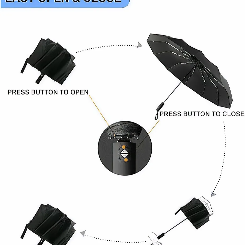 مظلة أوتوماتيكية قابلة للطي مكونة من 24 ضلعًا - مظلة شمسية ممتازة للحماية من الأشعة فوق البنفسجية للجنسين، درع للمطر والشمس مزدوج الاستخدام مع تصميم أنيق #5