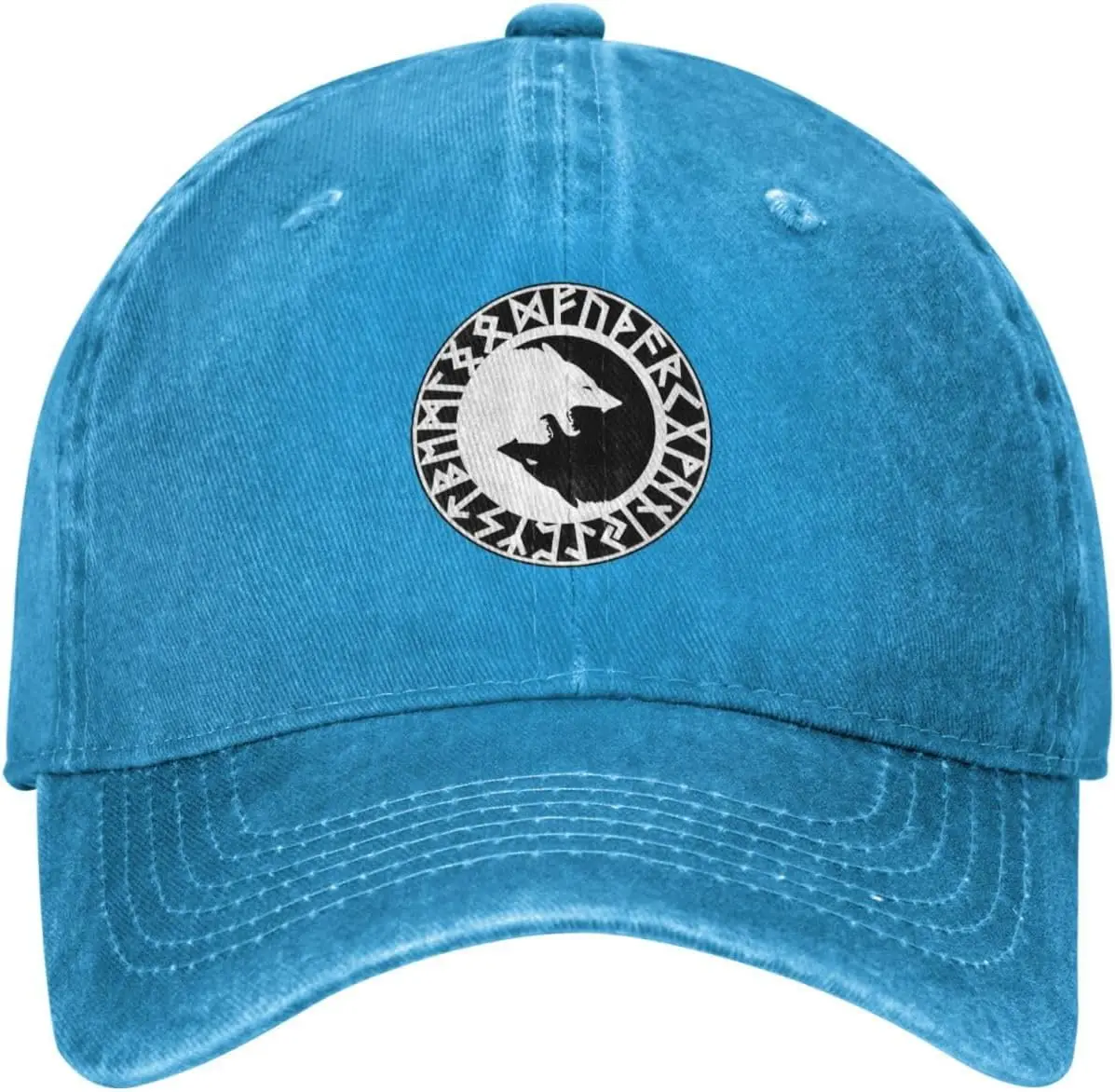 Viking Norse Runic Bear Washed Baseball Cap Denim Dad Hat Adjustable Outdoor Sun Protection