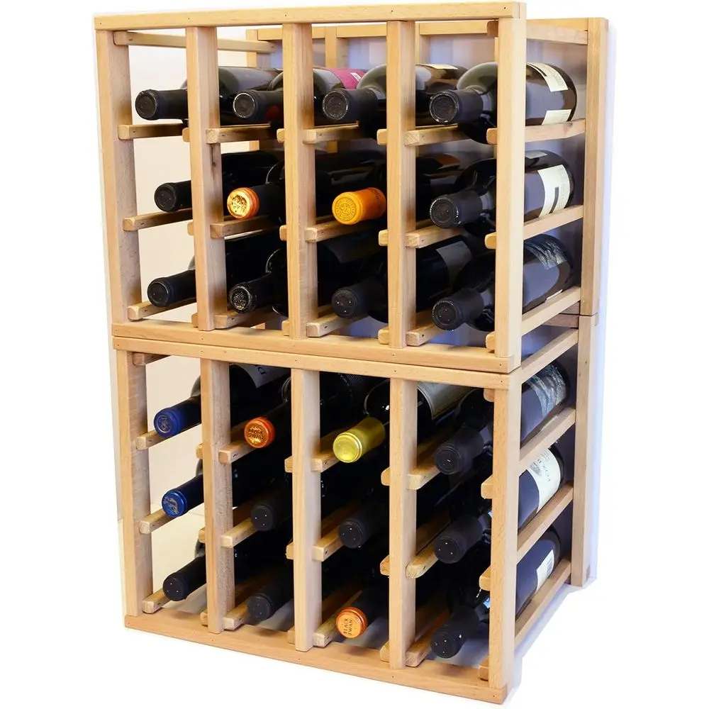 Estante apilable para 24 botellas de vino, se pueden apilar varios conjuntos entre sí (1 conjunto = capacidad para 24 botellas)