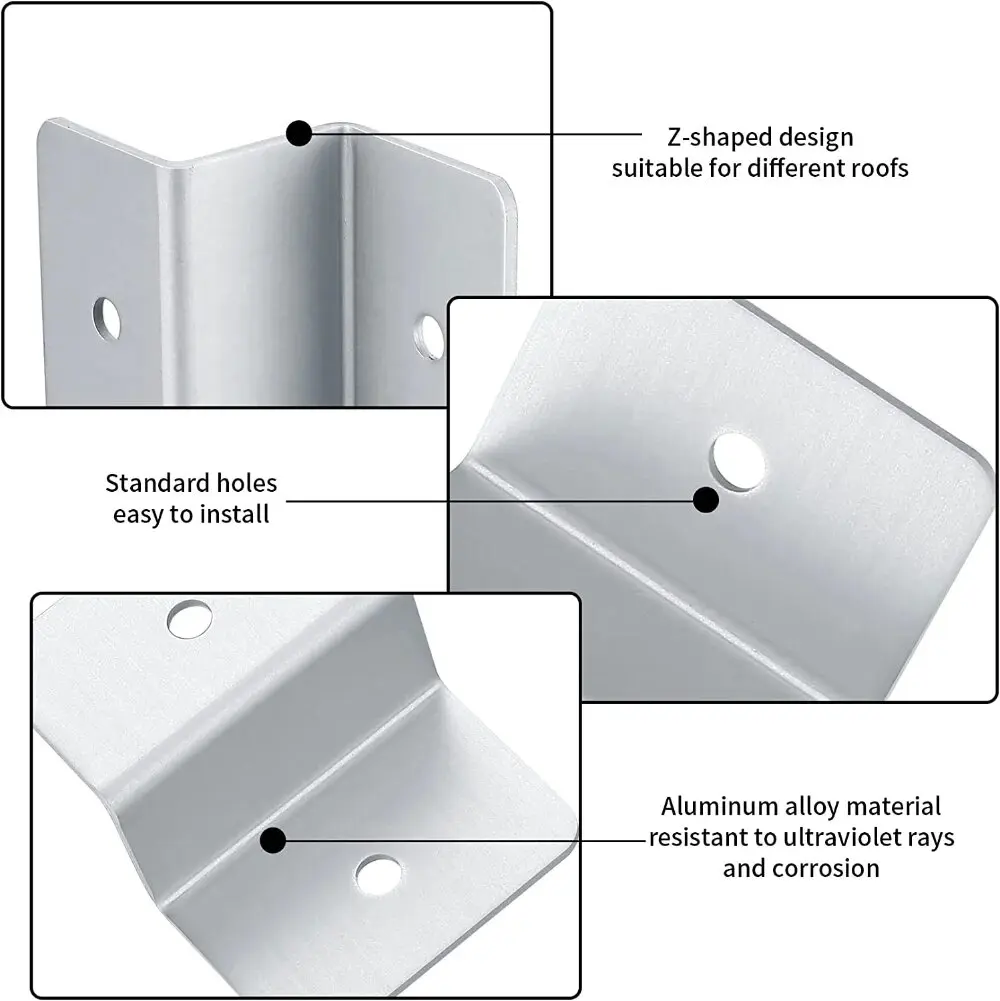 4/8 PCS Zonnepaneel Montagebeugel Z-Stijl Aluminium Fotovoltaïsche Module Grond Lugs Bevestigingsmiddelen Onderdelen voor RV Dak Camper