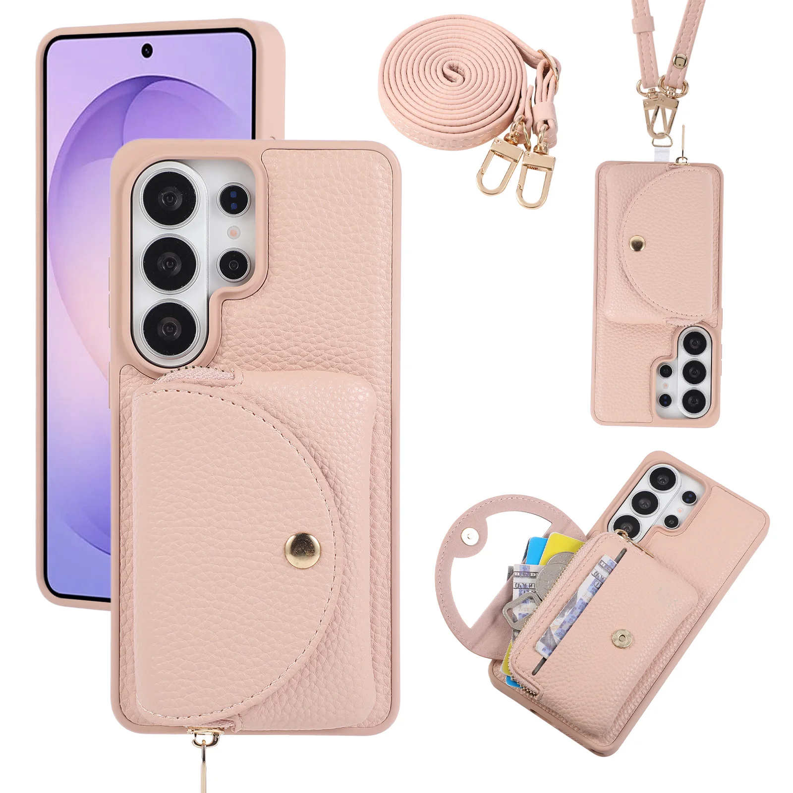 Litchi PU Leather Phone Case For Samsung Galaxy S26 Ultra S2