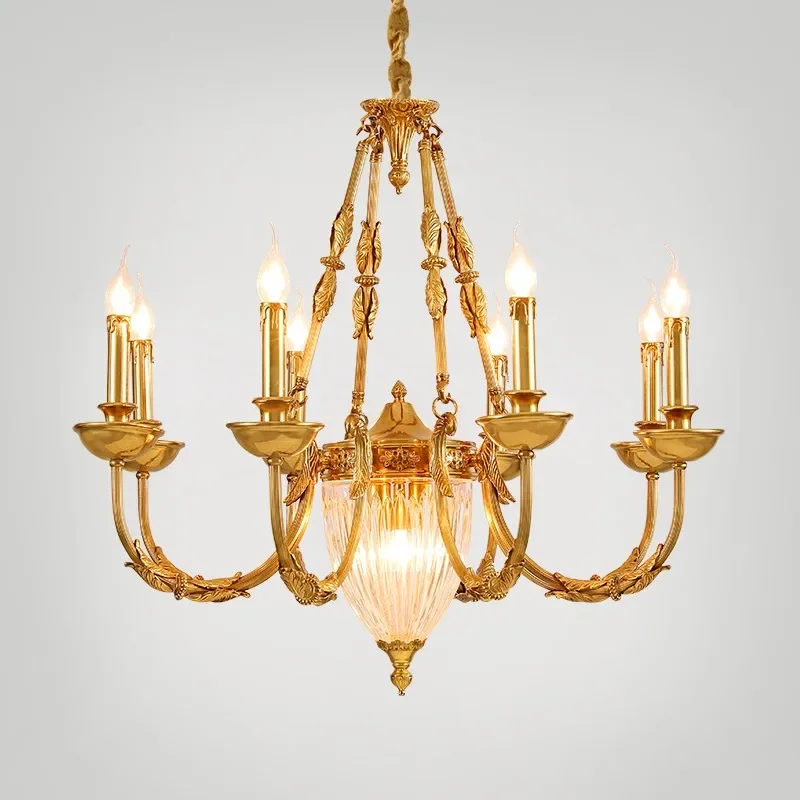 

GHJUYIOL European retro crystal chandelier French light luxury villa living room dining room study bedroom creative lighting fix