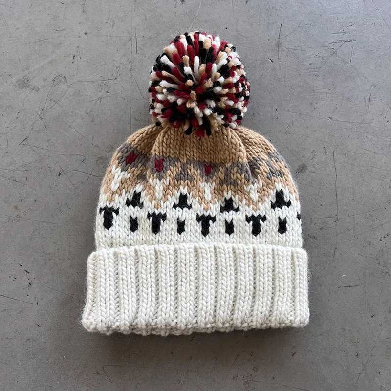Niedliche Bommelmütze für Damen und Herren, dick, warm, gestrickt, Wolle, Wintermütze, Outdoor, warm, Plüsch, mit Fleece gefüttert, warme Mütze, Mützen, Mütze – Detail 5