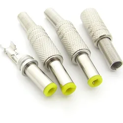 5 Pcs 5.5x2.1x2.5mm DC Power Jack Male Plug Metal Connector Adapter with Yellow Head
