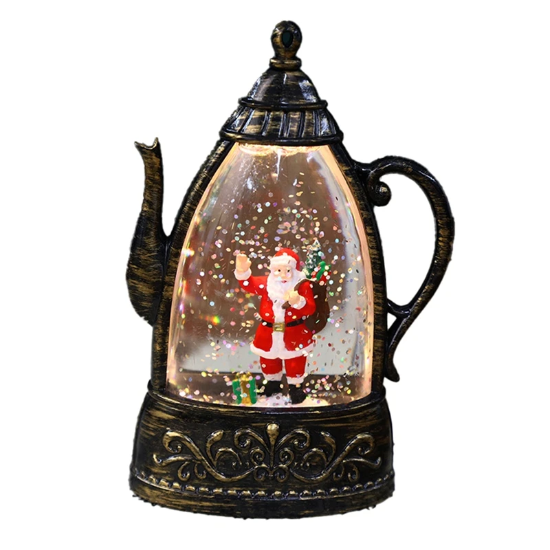AB09-Retro Teapot Style LED Night Light - زينة عيد الميلاد الشهيرة، مصباح متوهج للأطفال، هدية مثالية لعيد الميلاد