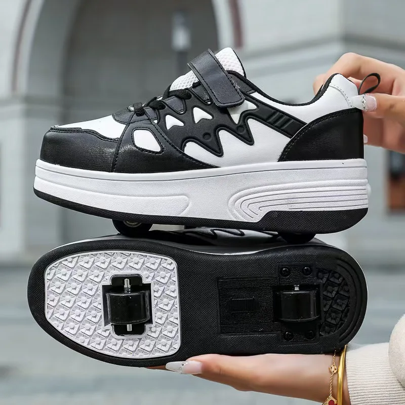 Childrens Roller Skates Shoes Fashion Breathable Parkour Two Wheel Detachable Sliding Style Sports Daily Rollerblade Kids Shoes