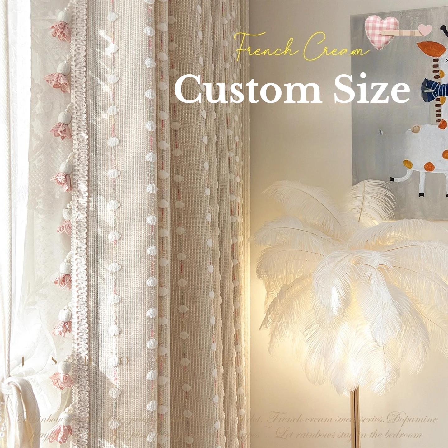 Little Cloud Dopamine Cream Style Colorful Jelly Bean Double-Sided Children's Room Lace Curtains for Living Dining Room Bedroom