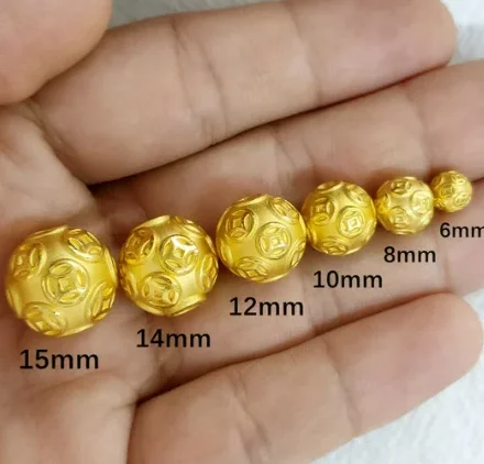 real 24k pure gold beads fine gold coins gold ball acessorios mm12 mm 999 01