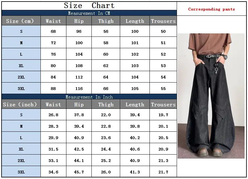 2025, japanische Y2K-Mode, gewaschen, schwarz, Baggy, gestapelte Jeans, Hosen für Herren, Kleidung, weites Bein, Gothic, lange Hosen, Pantalones Hombre – Detail 3