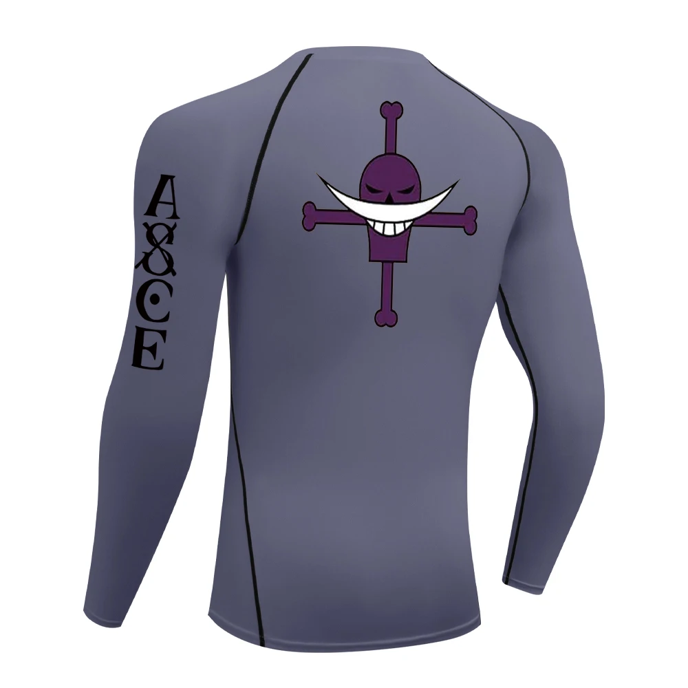 Męska koszulka sportowa z nadrukiem mangi z Anime koszule kompresyjne Fitness szybkoschnąca koszulka sportowa z Rashguard lato na świeże powietrze