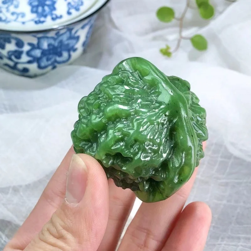 Jasper Walnut Handle Piece Carving Hetian Jade