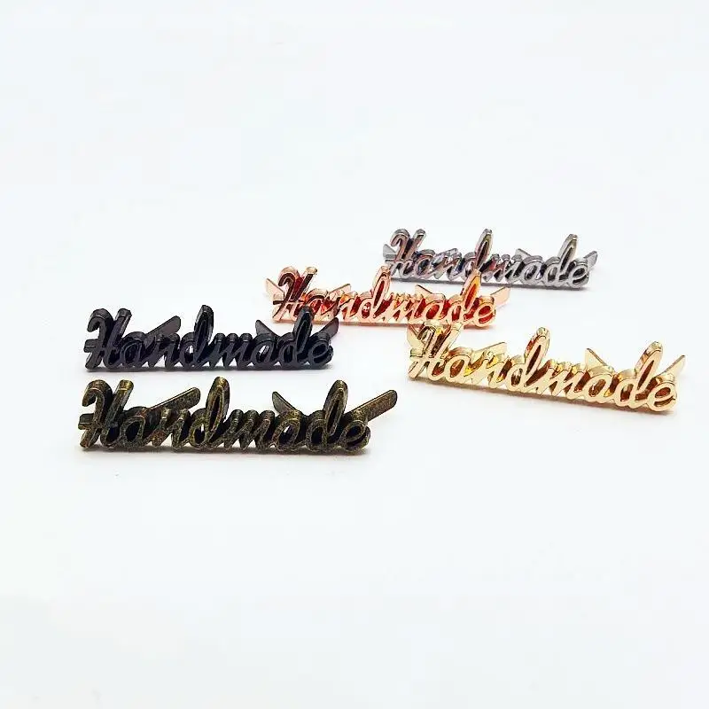 10Pcs Handmade Letter Metal Labels DIY Craft Handmade Sewing Decoration Labels Tags For Jeans Shoes Bags Hand Made Labels Tag view 4