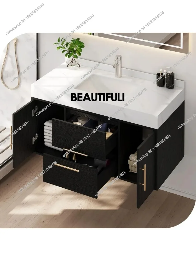 Bathroom Dresser, 40 Inch Black Floating Bathrooms Vanity, With 2 Drawers & 2 Storage Cabinets,Bathroom vanity cabinet