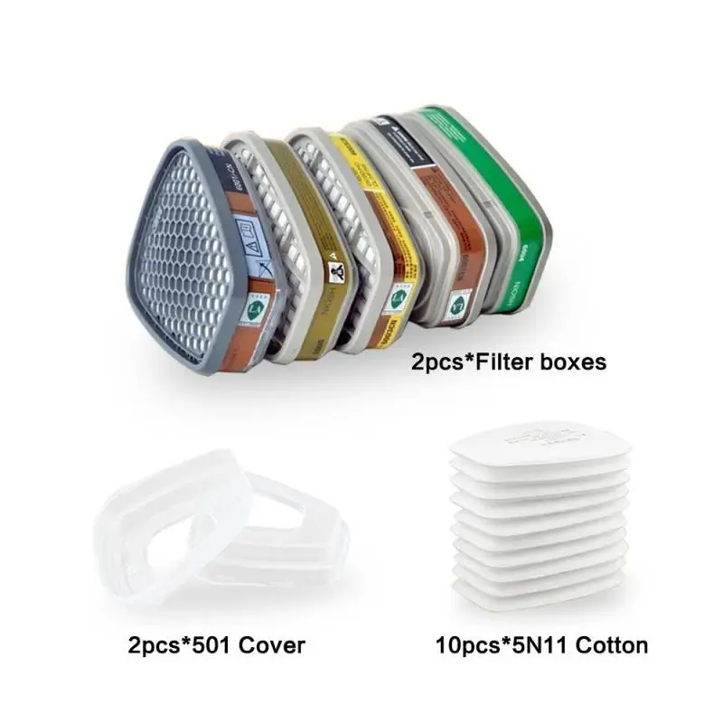 6200 7502 6800 Chemical Gas Mask with 6001 6002 6004 Box 5N11 Cotton Filter Paint Protection Respirator Replaceable