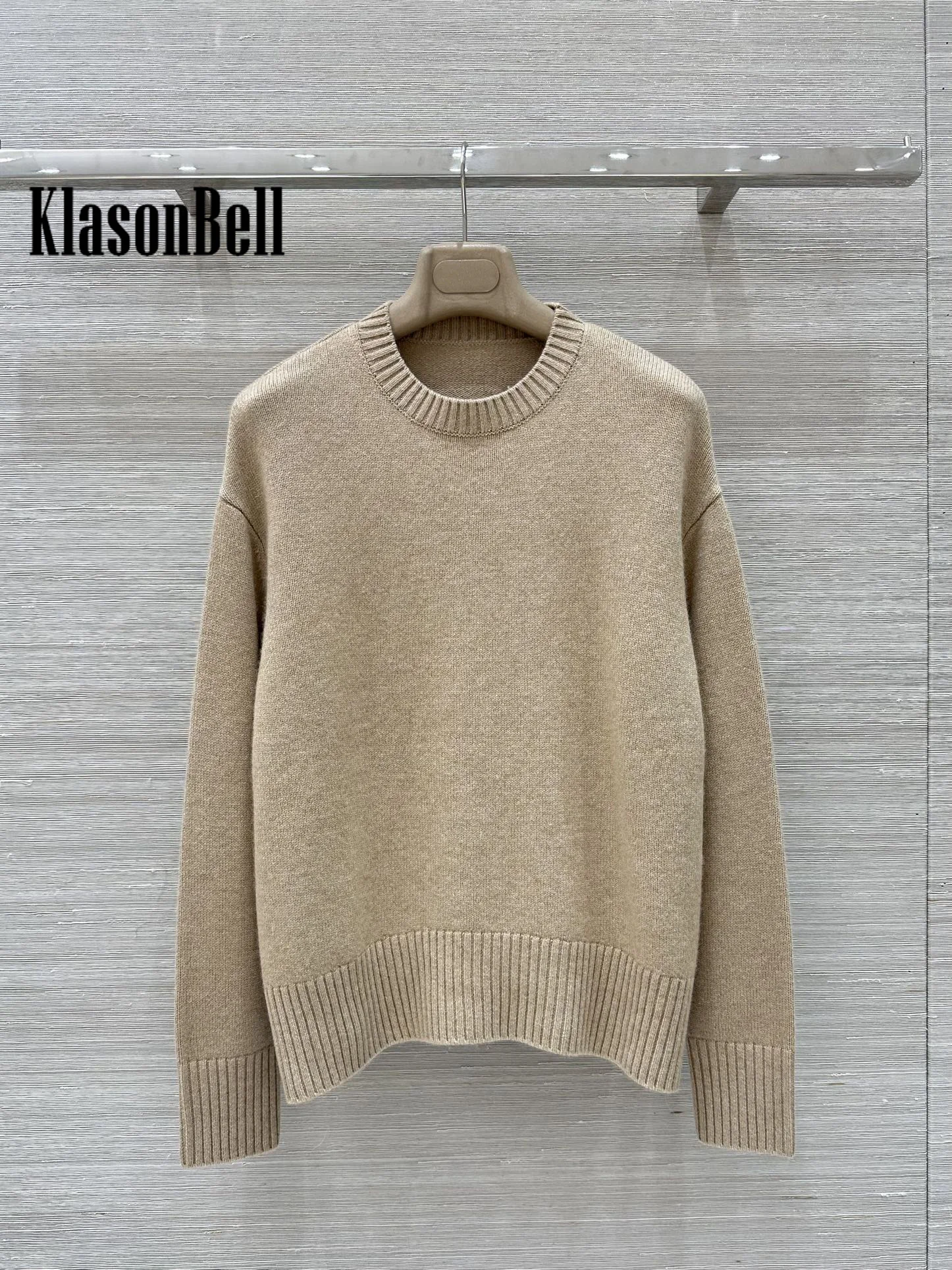 9.26 KlasonBell-Women Autumn Winter Cashmere Knit Keep Warm 2 Piece Set O-Neck Pullover Sweater + Pocket Elastic Waist Pants