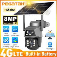 Solar Camera 4G Sim Outdoor Dual Lens 8MP 4K IP Camara With Solar Panel CCTV Security Built in Battery PIR Motion Detection Cam