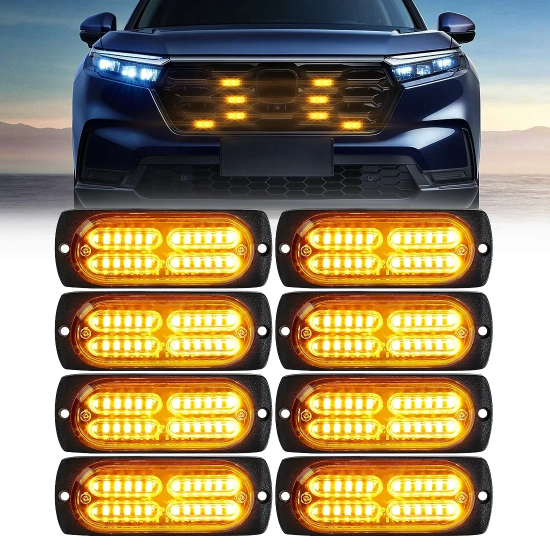 Car LED Light Strobe 8in1 192LED Grill Emergency Smart Remote Car Truck Red Blue Trailer Van Beacon Lamp Safety Flash Grille 12V