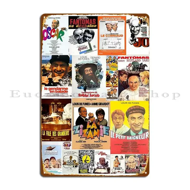 Louis De Funes Movie Compilation V2 علامة معدنية لويحات المرآب بار نادي صدئ شخصية تين تسجيل ملصق