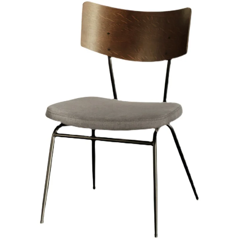 

Nordic light luxury armrest leather dining chair household small apartment restaurant wrought iron backrest modern cafe retro