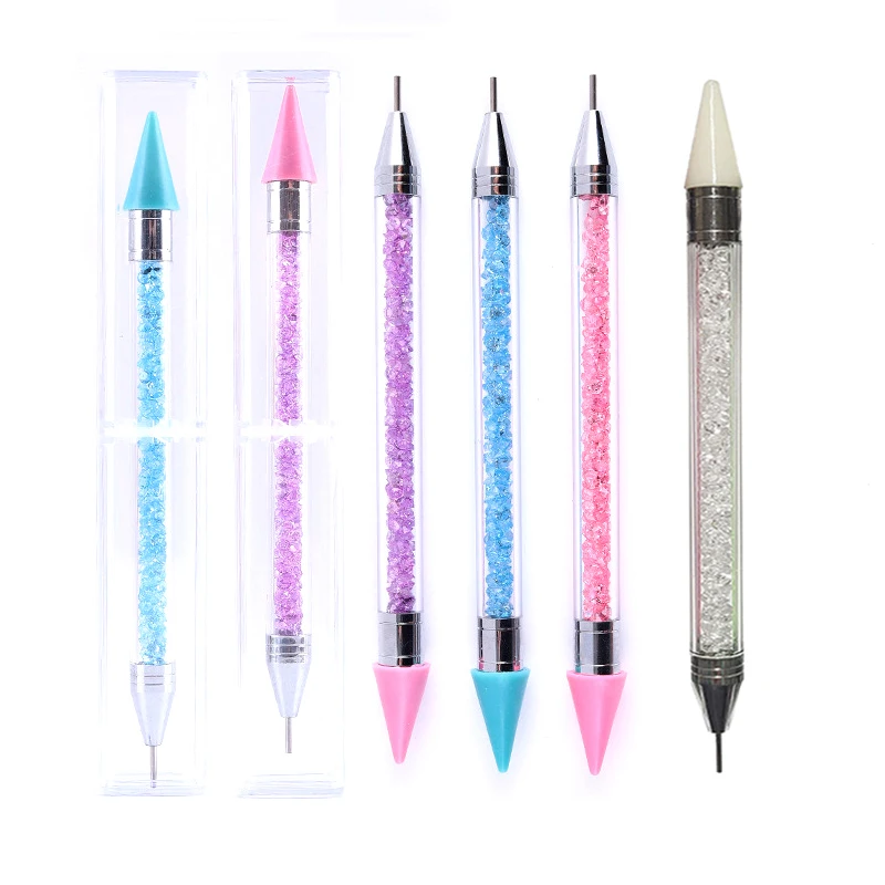 1pcs Crystal Double Head Point Drill Pen Gem Rhinestone Picker Wax Pencil 2Ways Use Sticking Picking Dotting Jewelry Tools