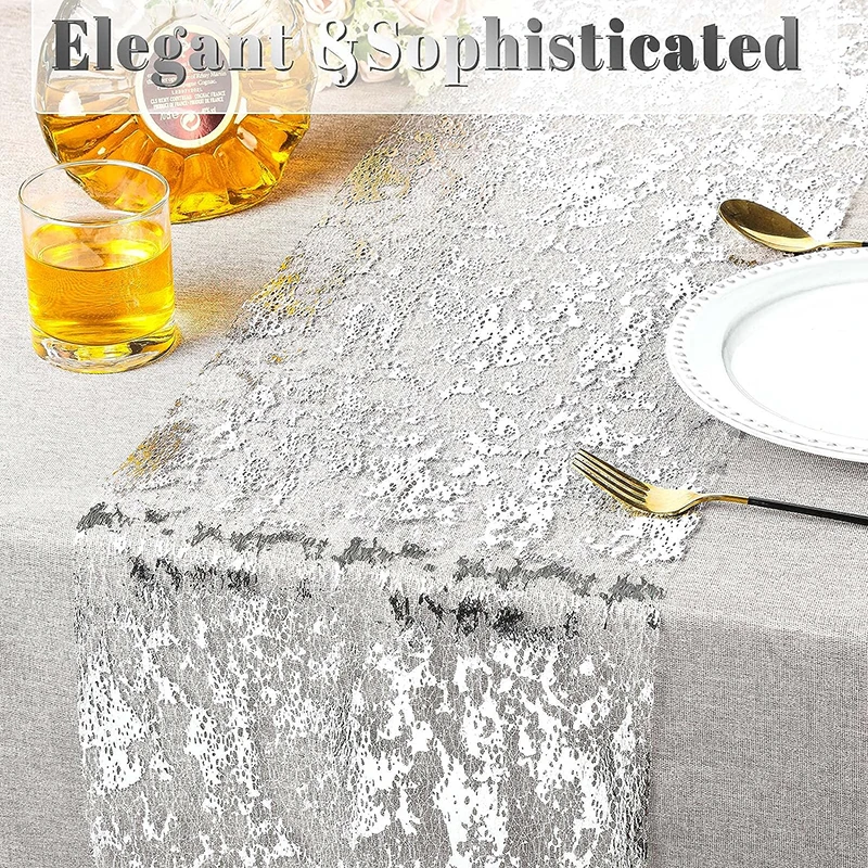 Golden Table Runner Wedding Decoration Gold Table Runner Party Goldfoil Mesh Rose Silver Sequin Thin Roll Dining Tablecloth